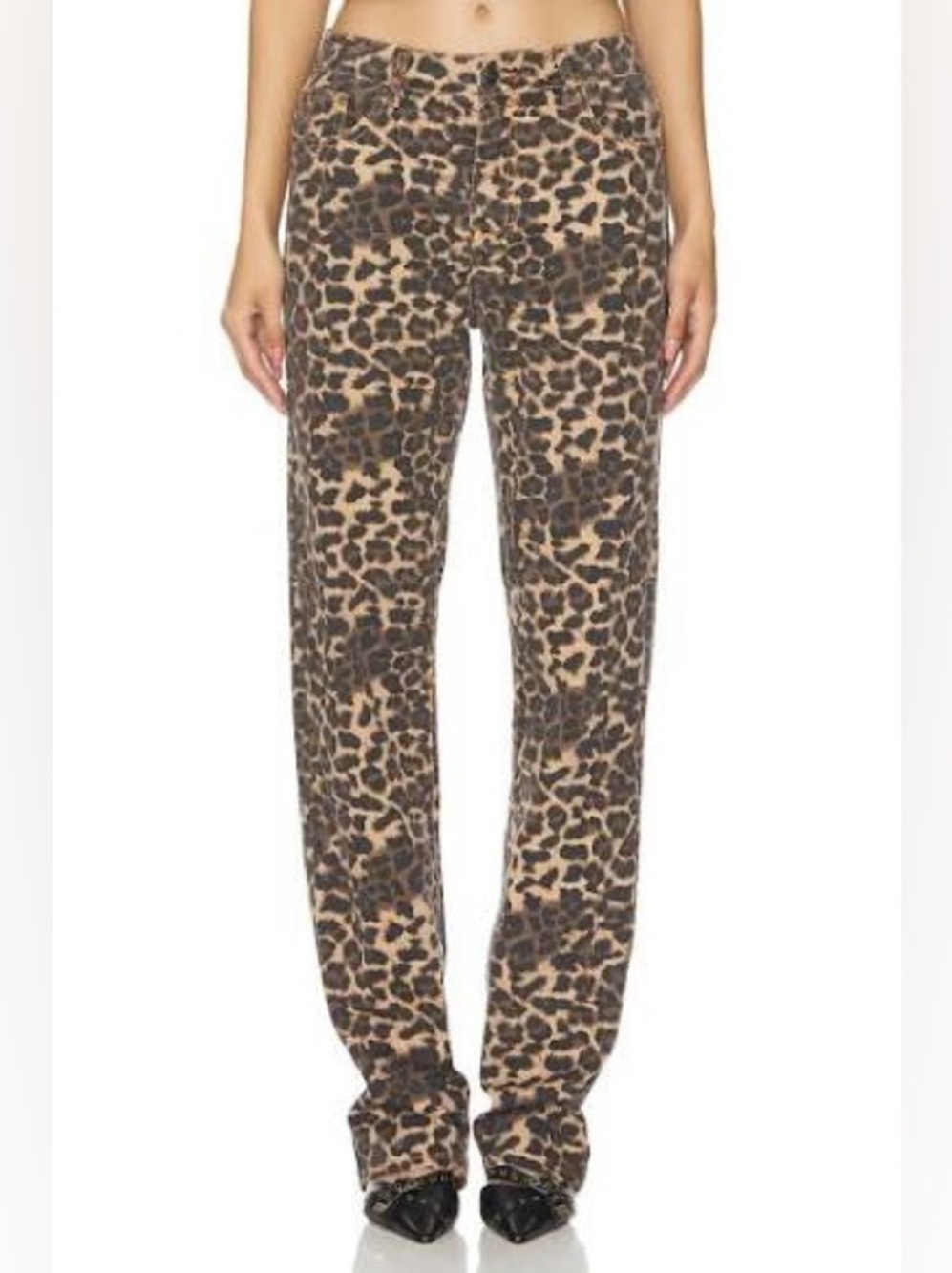 Lioness Carmela Jeans Leopard Animal Print Pants Size Medium Broken-In Condition